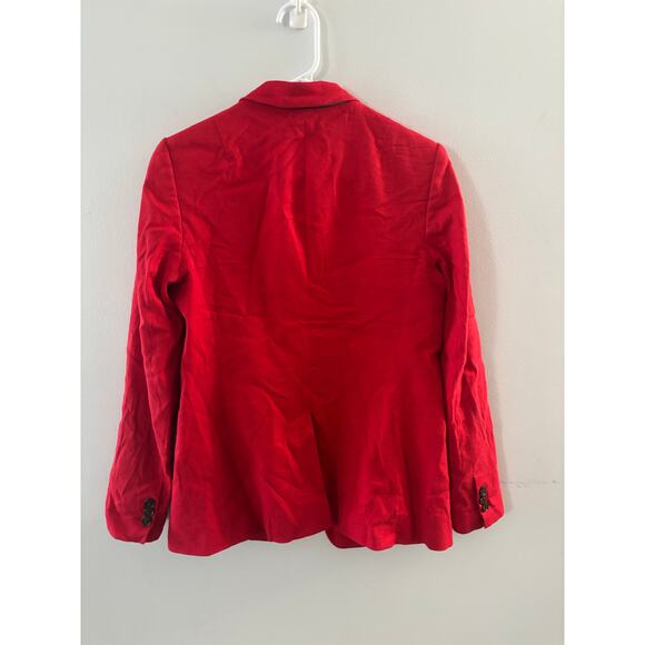 Banana Republic Womens Long and Lean Linen Blazer Size 6 Red Office Business - Picture 2 of 6
